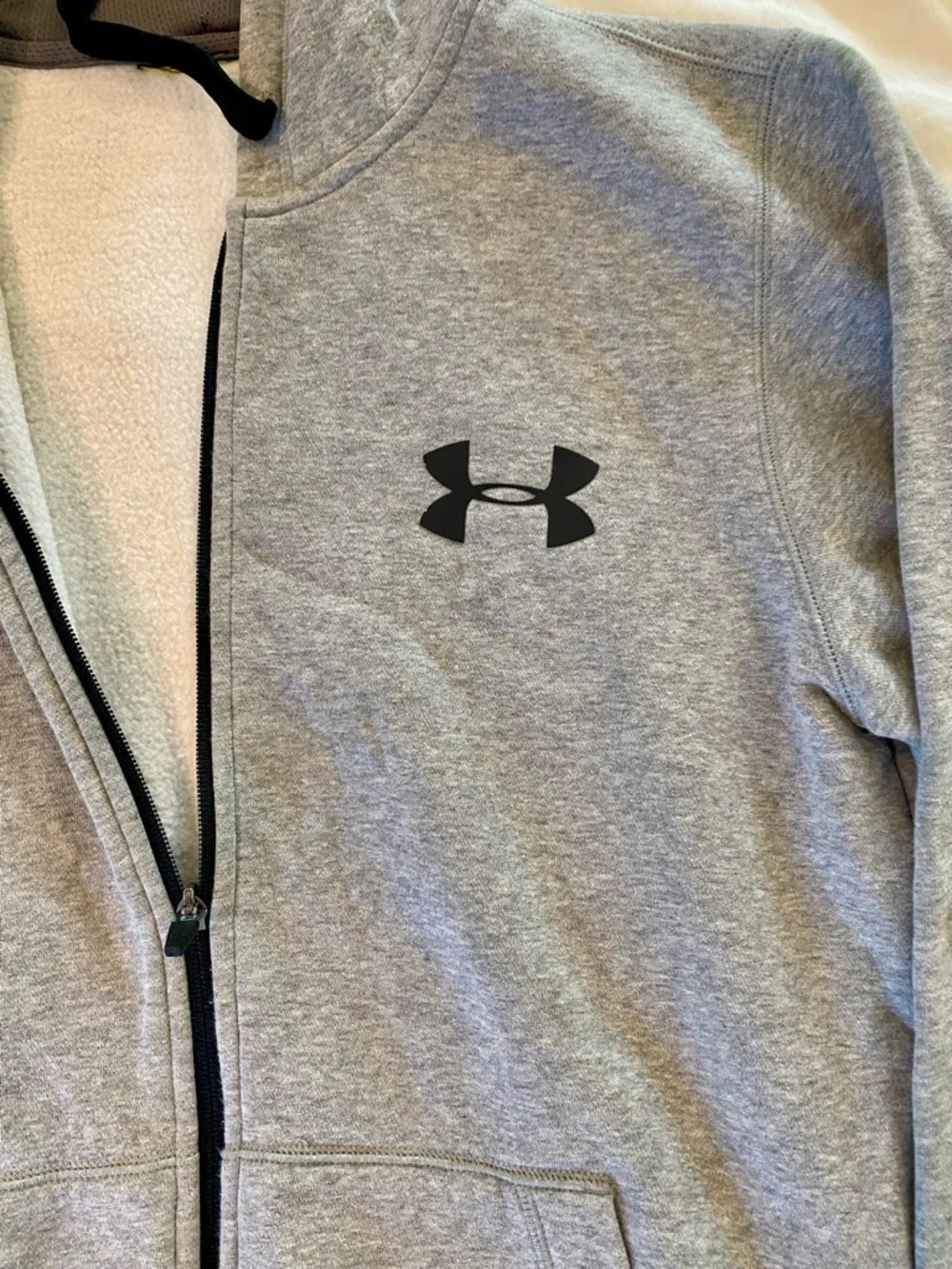 Under Armour Gray Full-Zip Hoodie with Black Logo - Picture 2 of 3